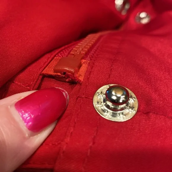 NWT FOG by London Fog Red Jacket Removable Hood Large FLAWS - Picture 9 of 15